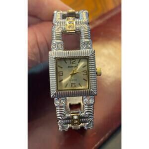 Women's Two Tone Avenue Bangle Bracelet Watch, Crystal Accents